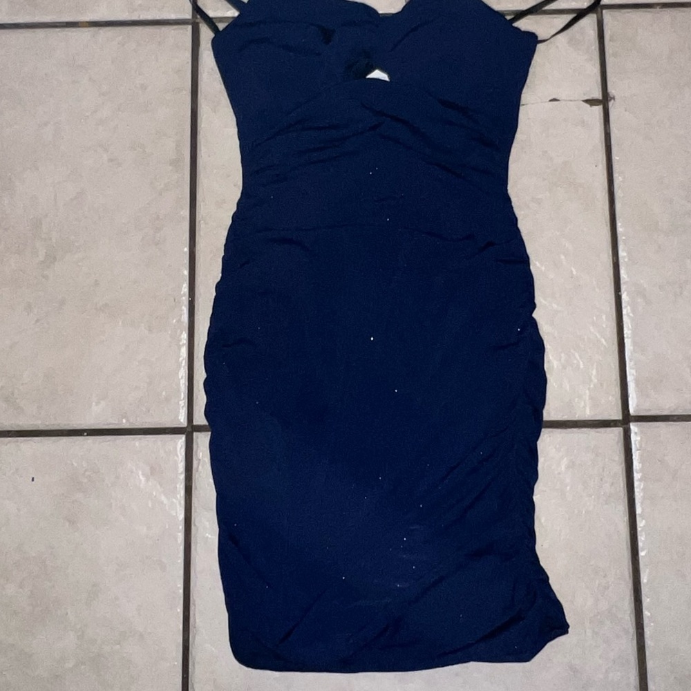 B darling skin tight navy blue formal dress. Size small.